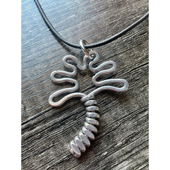 The Artist Jay palm tree pendant 9" black leather cord Southwestern large bold - Picture 6 of 8